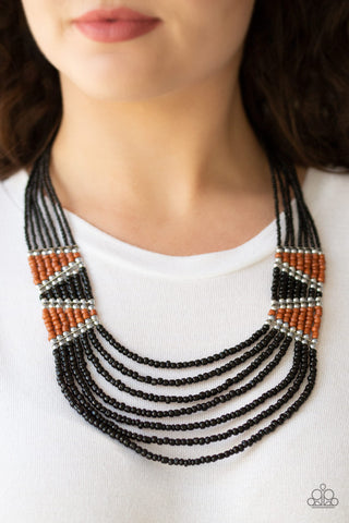 Kickin It Outback Black Seed Bead Tribal Necklace