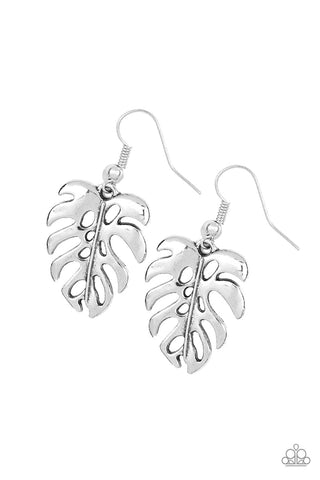 Paparazzi Earrings - Desert Palms - Silver Leaf
