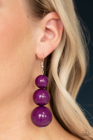 Material World Purple Bead Statement Earrings