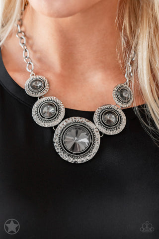 Global Glamour Smoky Gem Statement Necklace with Earrings