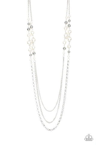 Paparazzi Necklace - Charmingly Colorful - White Bead & Silver Chain