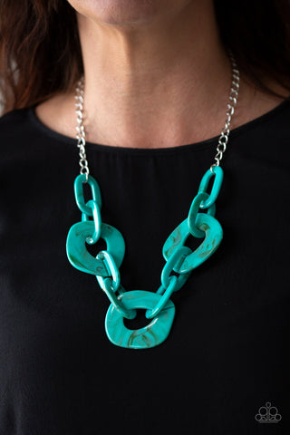 Courageously Chromatic Turquoise Blue Acrylic Necklace