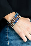 Paparazzi Accessories Soul Searchin Blue Stone Wooden Bead Silver Bracelet