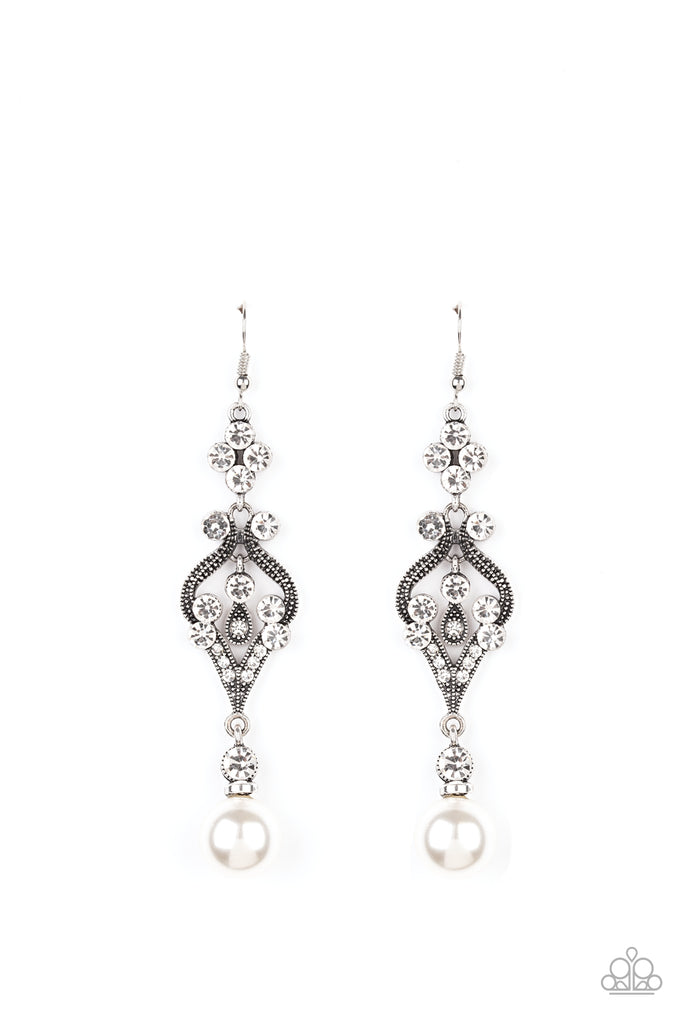 Drop-Top Attitude - White Pearl Crawler Earrings - Paparazzi Accessories –  Bejeweled Accessories By Kristie