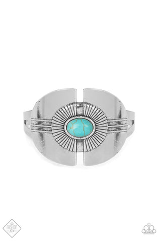 Paparazzi Bracelet - Canyon Couture - Blue Turquoise Stone Cuff