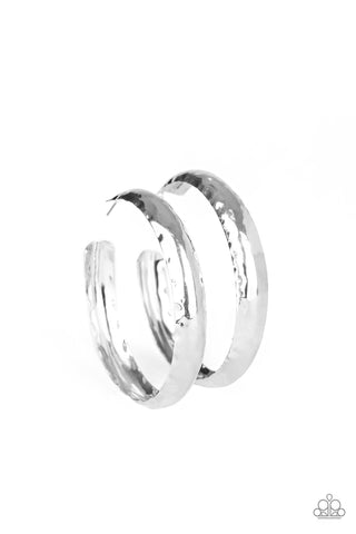 Paparazzi Earrings - Check Out These Curves - Silver Hoop