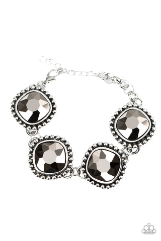 Paparazzi Bracelet - Megawatt - Hematite Rhinestone