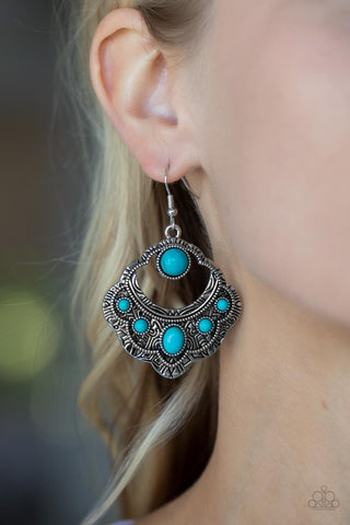Paparazzi Earrings - Saguaro Sunset - Turquoise Stone