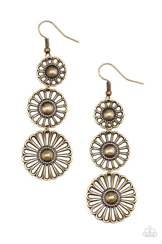 Paparazzi Earrings - Gazebo Garden - Brass Flower