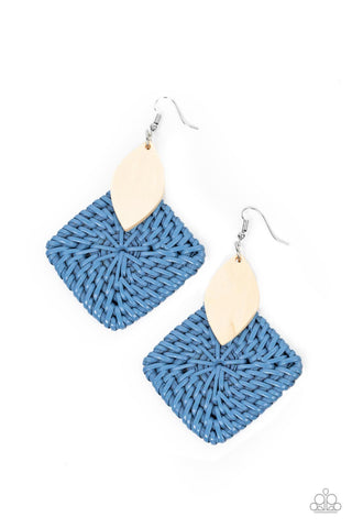 Paparazzi Earrings - Sabbatical WEAVE - Blue Wicker