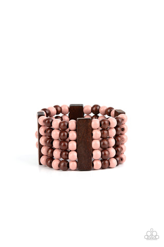 Paparazzi Bracelet - Island Soul - Pink Wood Bead