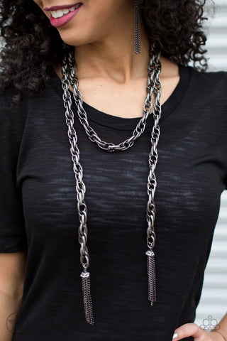 Paparazzi Necklace - Scarfed for Attention - Gunmetal Black Chain