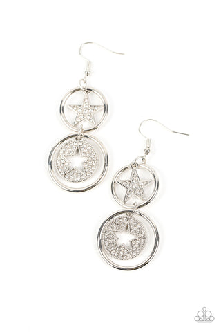 Paparazzi Earrings - Liberty and SPARKLE for All - White Rhinestone Star